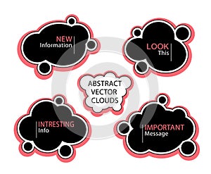 Set of Abstract clouds or liquid shapes  or  banners or frames in black red