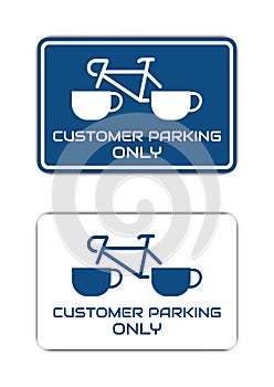 Set of abstract coffee shop customer bicycle parking sign