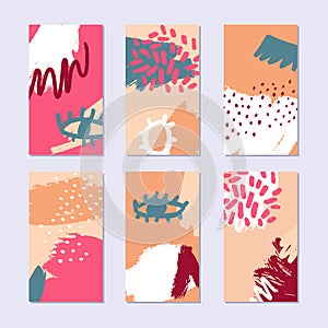 Set of abstract collage story backgrounds.