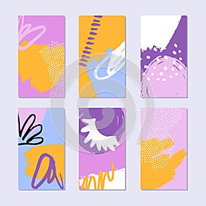 Set of abstract collage story backgrounds. Hand drawn pattern in trendy style.