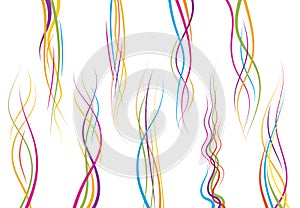 Set of abstract color curved lines