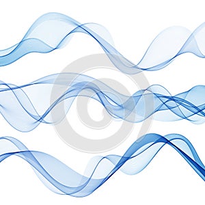 Set abstract color smoke wave. Transparent design smooth Vector lines.