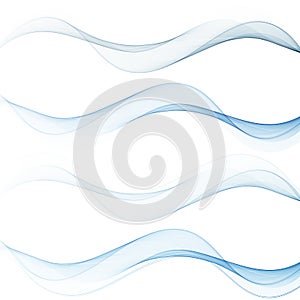 Set abstract color smoke wave. Transparent smooth Vector lines.