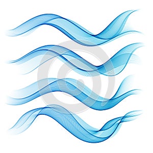 Set abstract color smoke wave. Transparent wave. Abstract smooth Vector lines.