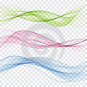 Set of abstract color wave. Color smoke wave. Transparent color wave. Blue, pink,red color.