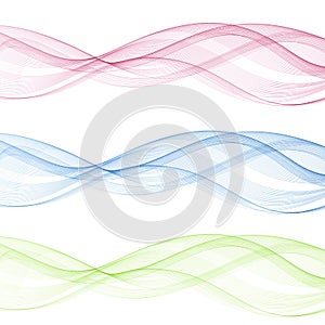 Set of abstract color wave. Color smoke wave. Transparent color wave. Blue, pink, red color.
