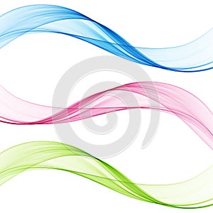 Set of abstract color wave. Color smoke wave. Transparent color wave. Blue,pink,red color. Wavy design.