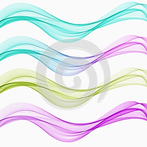 Set of abstract color wave smoke transparent blue lilak green wavy design purple