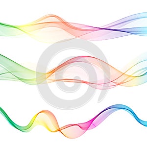 Set of abstract color wave smoke transparent colorful wavy design