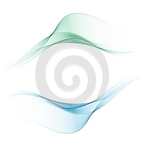 set abstract color wave smoke transparent smooth vector blue and green lines. eps 10