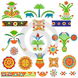 Set of abstract colored traditional Egyptian and African pattern