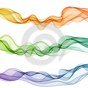 Set of abstract colored waves. Vector background. Design element.