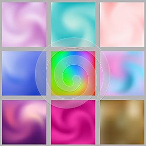 Set of abstract colorful blurred gradient mesh vector background