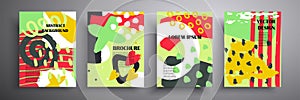 Set of abstract colorful collage backgrounds. Vector illustration. Fashionable colors.