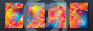 Set of abstract cover vector backgrounds with line waves and geometric abstract shapes. Vector illustration. Suit for business,