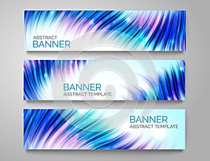 Set of abstract curve banners. Bright colorful wave. Vector design