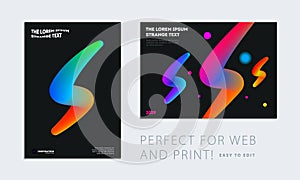 Set. Abstract design brochure cover, creative flyer in A4 with colourful geometric shapes for branding, marketing kit