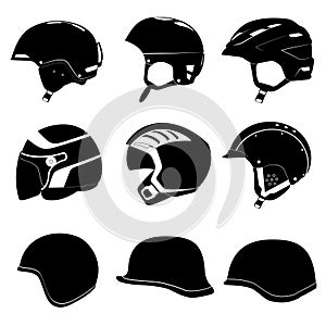 Set of abstract design of helmet, casque, headpiec