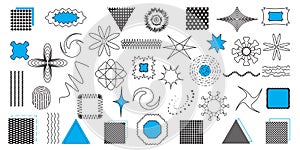 Set of abstract elements and geometric shapes. Forms, lines, abstractions. Vector graphic design. EPS 10.