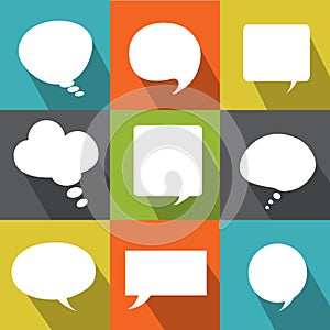 Set abstract flat vector white speech bubbles