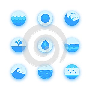 Set of abstract flat water icons