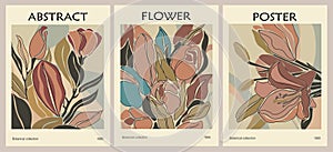 Set of abstract flower market posters vector art.