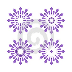 Set of Abstract Flowers Icons. Radial Circle Design Elements