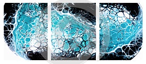 Set of abstract fluid acrylic hand drawn pictures