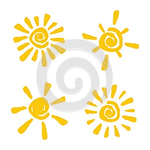 Set abstract and fun sun vector isolated summer icon design