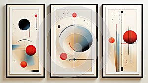 A set of abstract geometric canvases, modern art, creative minimalism, hand drawn style