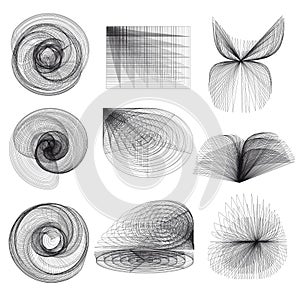 Set of abstract geometric elements and shapes on white background