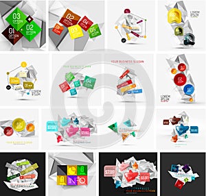 Set of abstract geometric paper infographic banner