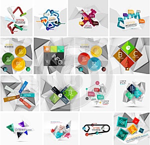 Set of abstract geometric paper infographic banner