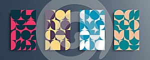 Set of abstract geometric pattern design in Scandinavian style with simple shapes.
