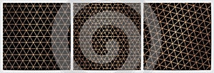 Set of abstract geometric seamless pattern with gold lines photo