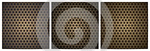 Set of abstract geometric seamless pattern with golden circle.Luxury of black,dark navy,and gold background photo