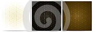 Set of abstract geometric seamless pattern with golden lines luxury of black,white,and gold background photo