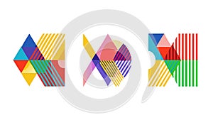 Set of Abstract Geometric Shapes and Dynamic Patterns, vector design Generative AI