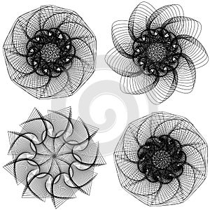 Set of abstract geometric spirograph background. vector illustration.
