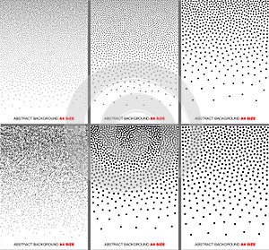 Set of Abstract Gradient Halftone Dots Backgrounds. A4 paper size.