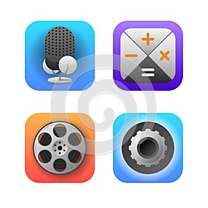 Set Abstract Gradient Square Collection Icons Symbols Signs Shadow Logotype Vector Design User Interface Elements Neumorphic Ui Ux