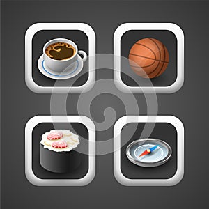 Set Abstract Gradient Square Collection Icons Symbols Signs Shadow Logotype Vector Design User Interface Elements Neumorphic Ui Ux