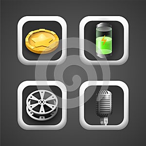 Set Abstract Gradient Square Collection Icons Symbols Signs Shadow Logotype Vector Design User Interface Elements Neumorphic Ui Ux