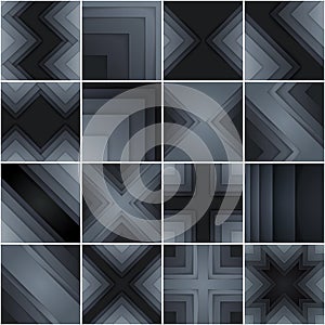 Set of abstract gray and black rectangle shapes
