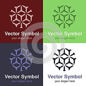 Set of abstract green, red, blue and black white logo design, emblems for various centers - circles, rounded symbols