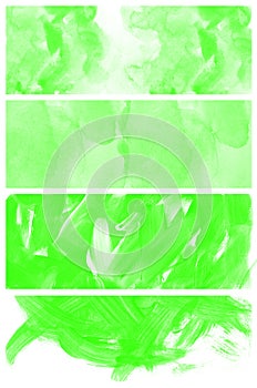 Set of abstract green watercolor hand painted