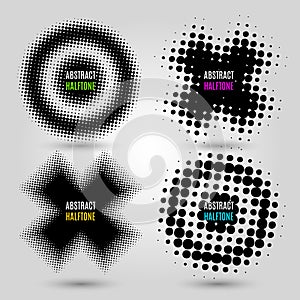 Set with abstract halftone design elements