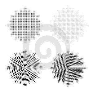Set of abstract halftone design elements. Abstract star shape. Vector illustration