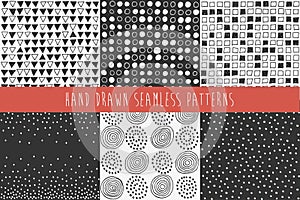 Set of abstract hand drawn patterns.
