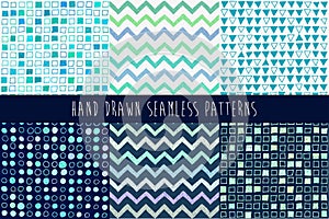 Set of abstract hand drawn patterns.